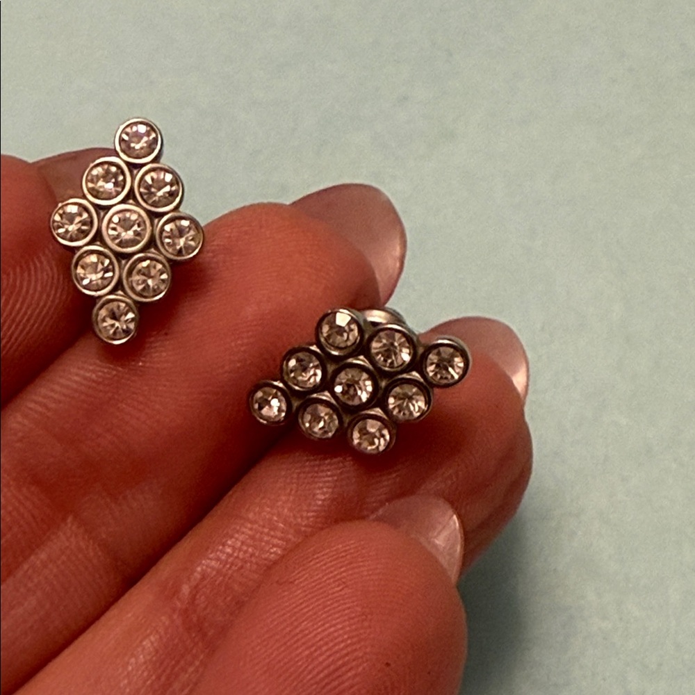 Fossil Silver Crystal Cluster Earrings